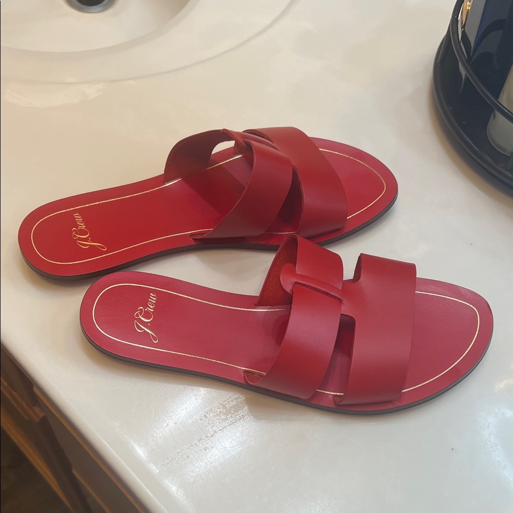 J. Crew Red Slide Sandals Minimalist Design